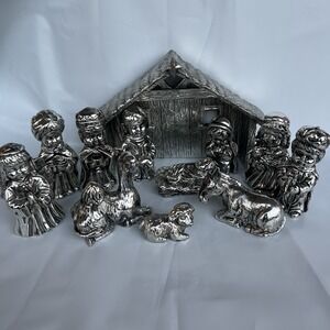 Towle Silversmiths Mini Nativity Scene Christmas Novelty 12 Pieces